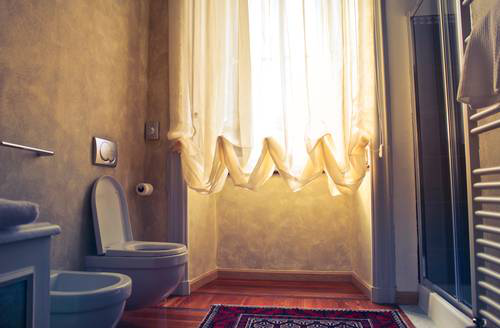 Bathroom with light pouring in from outside