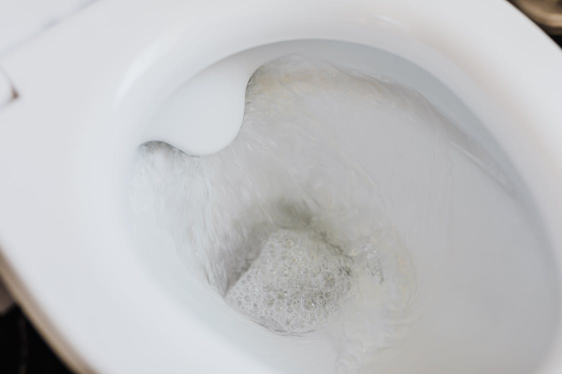 Water in a toilet bowl 